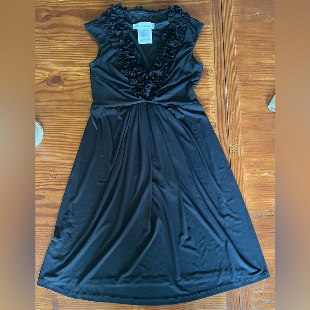 Maggy London Women’s Ruffled Neck Sleeveless Gathered Waist Dress NWT
